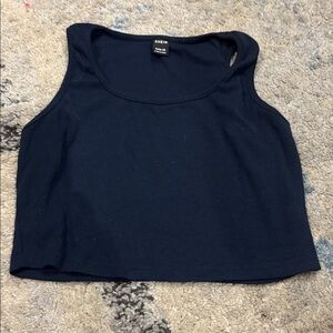 SHEIN Classic Navy Blue Ribbed Crop Top Women’s Size Petite XS